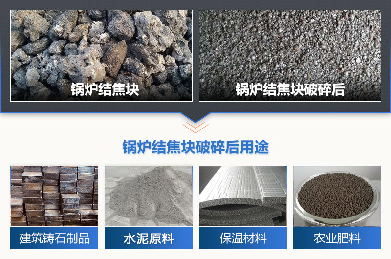 鍋爐結(jié)焦塊破碎前后及用途